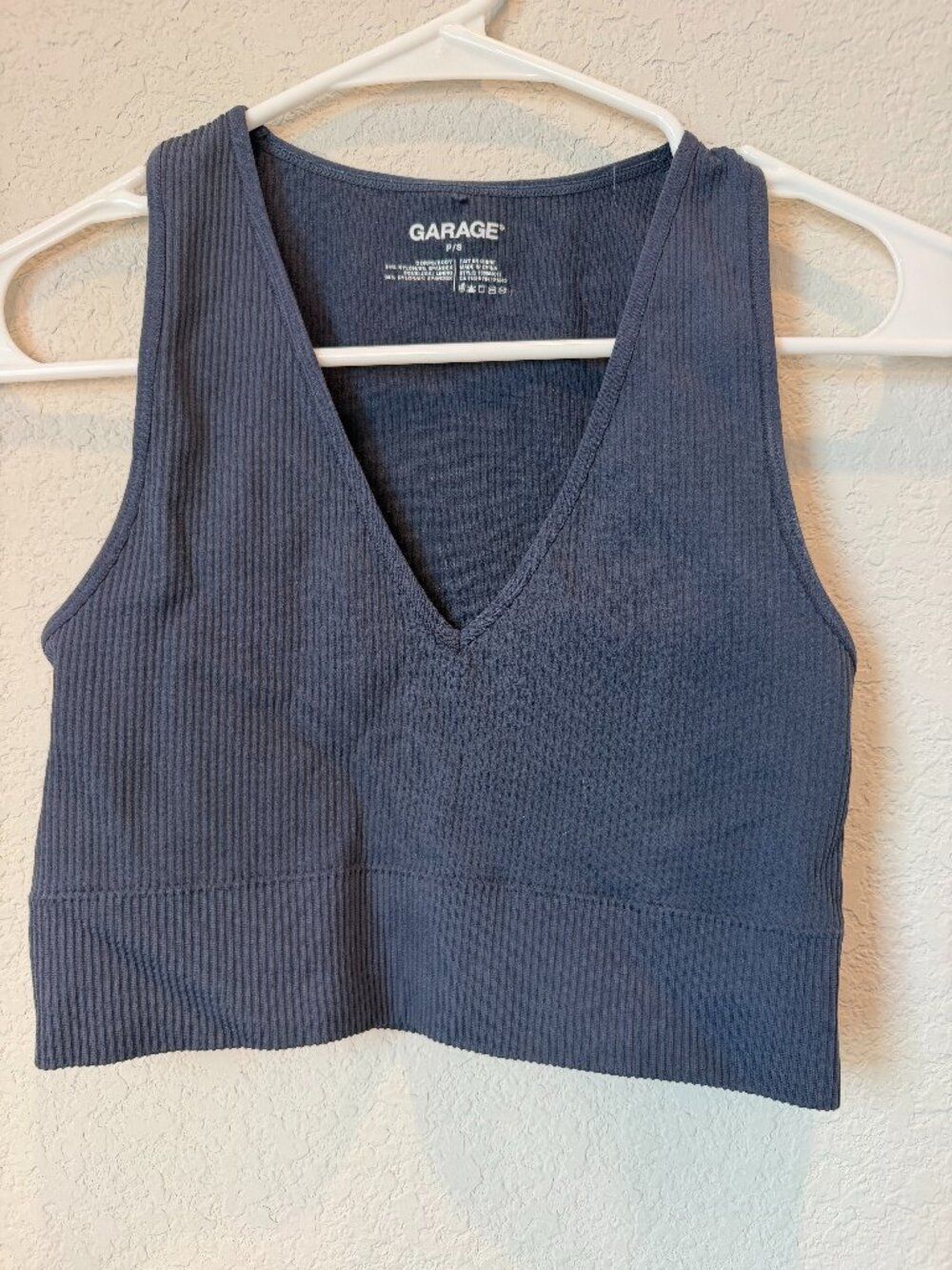 Garage Navy Blue Ribbed Sports Bra Size Small